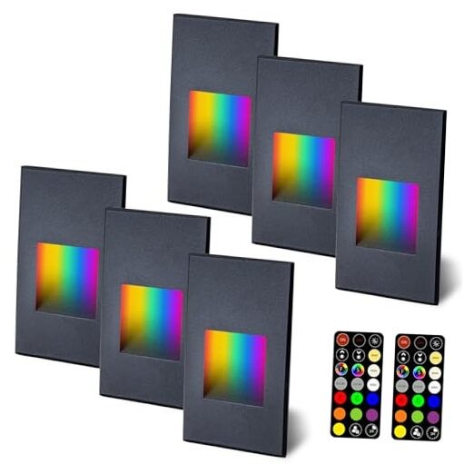 RGB LED Step Lights Indoor Outdoor Color Changing Stair Lights 2.95 Inch Black