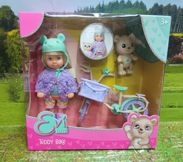 "Simba Toys \"Evi\" Spielset Mit Teddy+Fahrrad,Neu In Ovp,Ca 12Cm Groß"-image