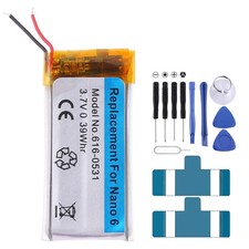 3.7V 0.39Whr For iPod nano 6 Rechargeable Replacement Li-polymer Battery, For iP