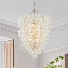 Luxury Large Bubble Chandeliers Clear Swirled Glass Ball Pendant Light Fixtures