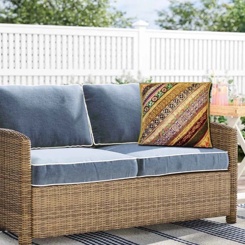 FUNDA DE ALMOHADA COJÍN PISO 30" EXQUISITA CUENTAS SARI INDIO MOTIVO DECORACIÓN HOGAR Foto 2 de 4