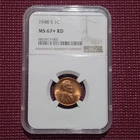 1948s 1c Lincoln penny,ms 67+RD,$1380 NGC price guide