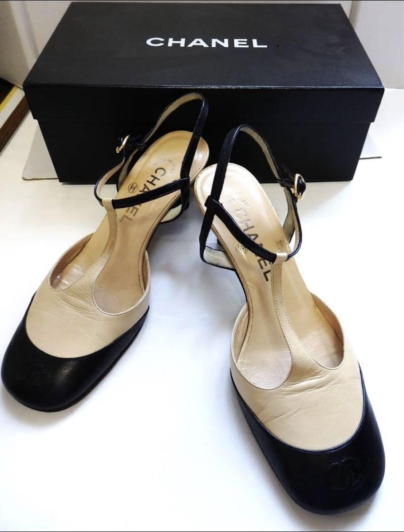 Chanel Shoes Sandals Bicolor With Straps Size 36.5 US About