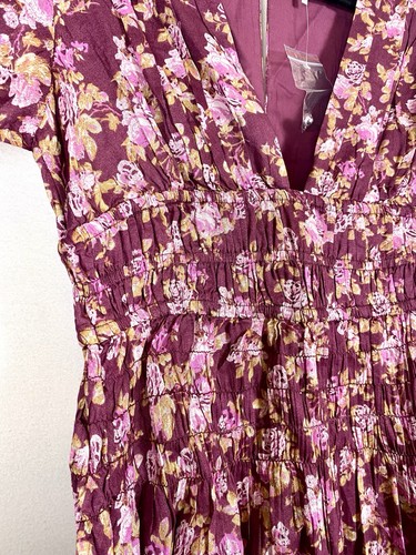 Free People Mini Abito Donna XS TP Fumè Floreale Alto Petite Rosa Manica Lunga - Foto 8 di 10