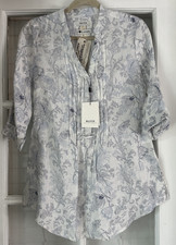 NWT Malvin I Love Linen Tunic Top S Floral Paisley Boho Beach Coastal Resort