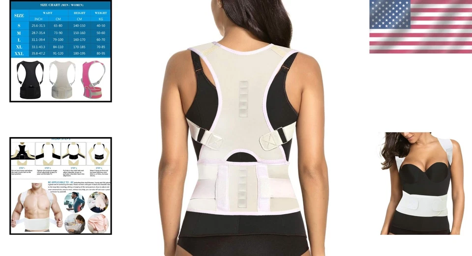 Soporte magnético de postura para espalda para cuello hombro superior alivio del dolor inferior Foto 2 de 4