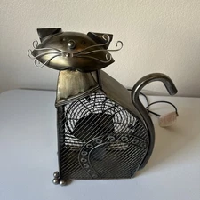 DECO BREEZE Cat Fan Metal Sculpture 11.5" Electric Desk Fan Intertek Figurine