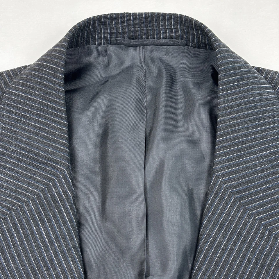 Traje Luciano Barbera Sartoriale 2 Piezas 50R/44W Negro Rayas 100% Lana Italia Foto 4 de 4