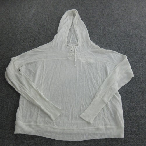 Eileen Fisher Hoodie Damen Petite PP weiß Leinen leichter Henley Pullover - Bild 1 von 10