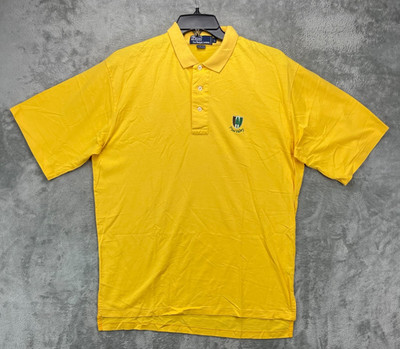 Ralph Lauren Men's Polo Shirt Size Large Yellow Pine Valley Logo Golf Cotton