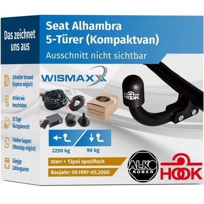 ANHÄNGERKUPPLUNG für Seat Alhambra 97-00 starr HOOK +13pol E-Satz AL-KO KOBER