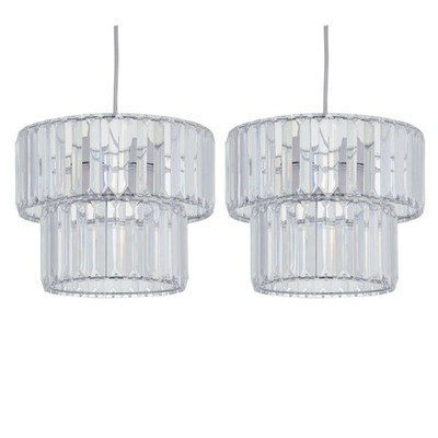 2er Set moderne klare Acryl Kristall einfache Passform Deckenlampenschirm Pendelleuchtenschirme