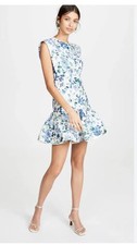 Zimmermann Moncur Flounce Mini Dress in Blue Floral Size 2 / AU 12