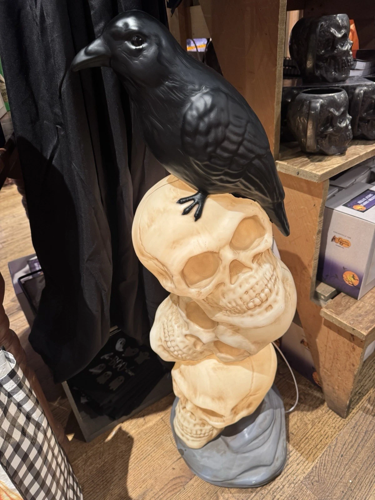 Cracker Barrel Skull Stack w/ Raven Blow Mold Halloween brand new !