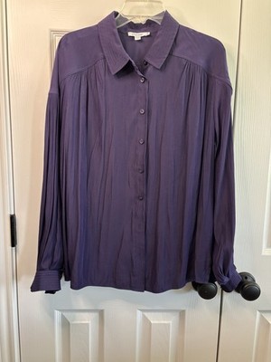 Chico s Trapunto Blouse Size 2.5 US L/X-Large Dark Purple Womens Tunic