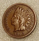 ■ 1909 INDIAN PENNY ONE CENT ☐ XF
