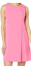 Vince Camuto Pink Bow Front Pleated Front Dress Sz 6