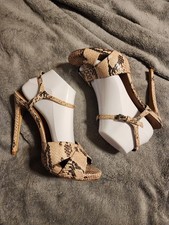 Tory Burch sz 10 pumps Open Toe Snake Leather high Heel Women Classic Vintage.