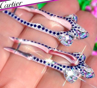 CARTIER Sapphire Earrings 18K Gold 11.35ct White Quartz SPIKE Earrings Vintage