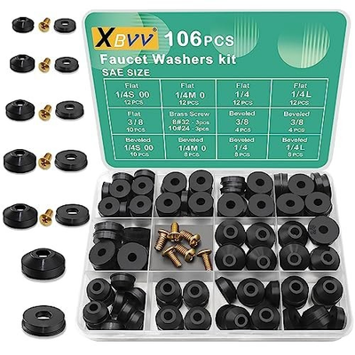 #ad quot;106PCS Faucet Washer Assortment Kit Flat Beveled Rubber Outdoor Garden Repairquot; $18.75
