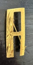 Vintage Mamselle Initial-Letter A Brooch-Pin-Brushed Yellow Gold Tone-2"