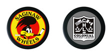 1996 Retro Style CoHL Colonial Hockey League Saginaw Wheels Souvenir Puck New