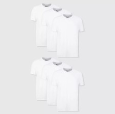 6-HANES   Short Sleeve  Crew Neck T-Shirts  Men's Size SMALL 34-36  WHITE