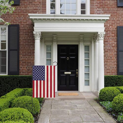 18''X12.5'' American Garden Flag Embroidered Stars Sewn Stripes&Garden Flag Pole - Picture 3 of 5