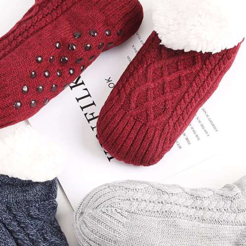 Damen Hausschuhe Socken mit Greifer Winter rutschfest dick flauschig warm Socken Indoor - Bild 11 von 17