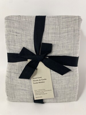 West Elm European Flax Linen Frost Gray Fiber Dye King/Cal King Duvet NWT