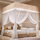 2024 summer mosquito net with stainless steel tubes netting for bed dust proof