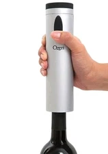 Ozeri Fascina Electric Wine Bottle Opener Corkscrew Built-In Foil Cutter SILVER