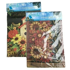 Breeze Art Autumn Fall Flags 12 x 18 Floral Welcome Decor Garden Set of 2 New