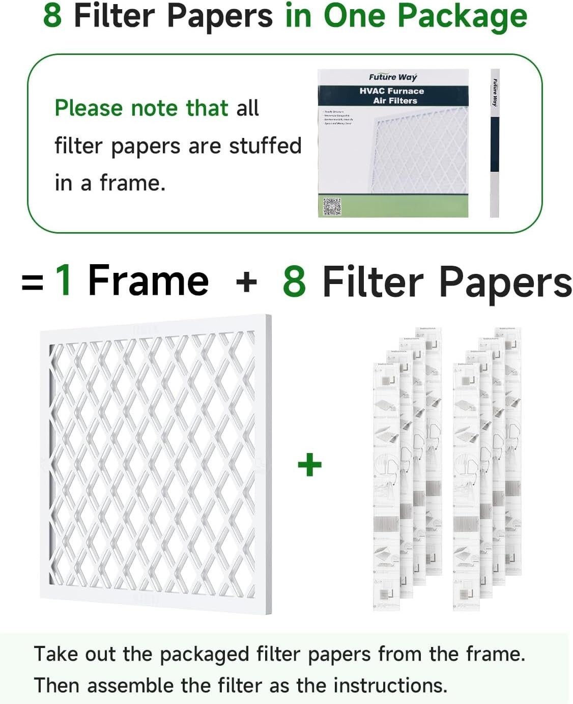 Future Way Air Filters 10x20x1 MERV 11 _ 1 Reusable Frame + 8 Air Filters