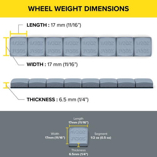 1 Box - 1/2 oz Gray Wheel Weights, 64oz 16lbs Total, 16 4-oz strips (128 pcs) - Picture 4 of 7