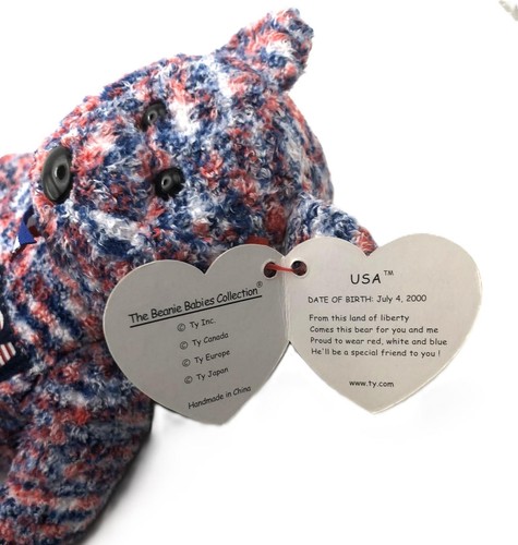 TY Beanie Babie USA Red, White and Blue Bear 8 inches DOB 7/4/2000 - Picture 5 of 5