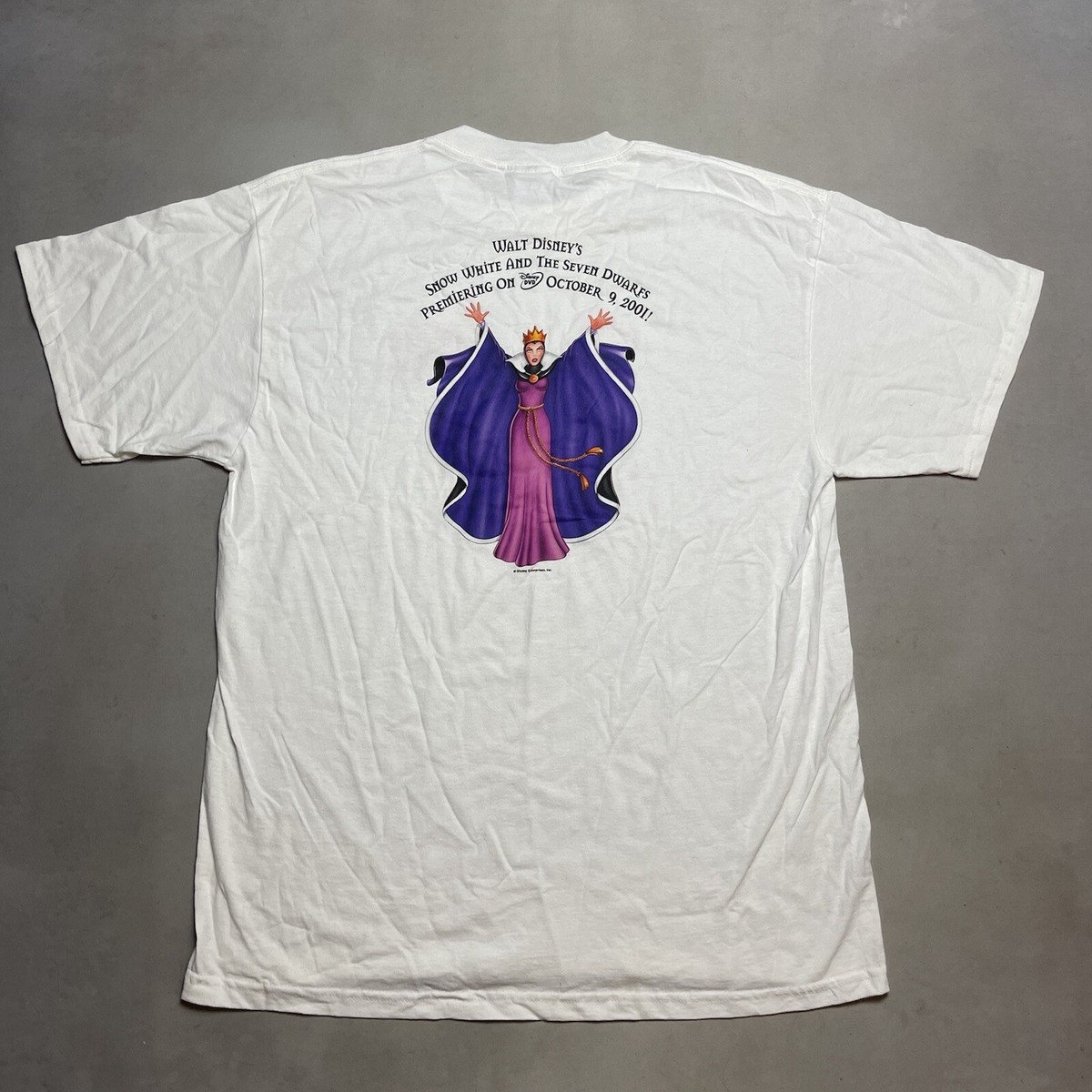 Vintage Disney Snow White Seven Dwarfs DVD Evil Queen Promo Tee Shirt Tower  L