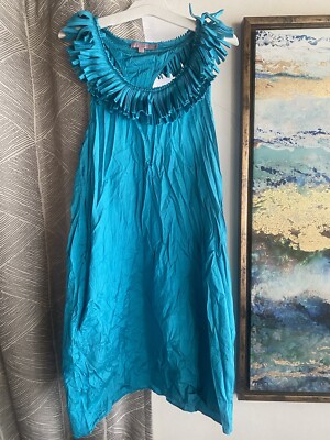 Calypso Saint Barth Womens  100% Silk Dress  turquoise Sleeveless Size Small