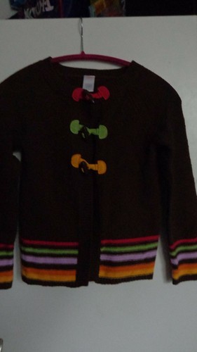 EUC GYMBOREE GIRLS SUNFLOWER SMILES BROWN CARDIGAN SWEATER SIZE M 7/8