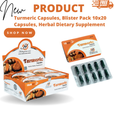 Premium Turmeric Capsules - 10x20 Blister Pack - Herbal Dietary Supplement