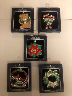 2022 Regent Square Christmas Ornament Collection Set. Teddy Bear, Candy Cane