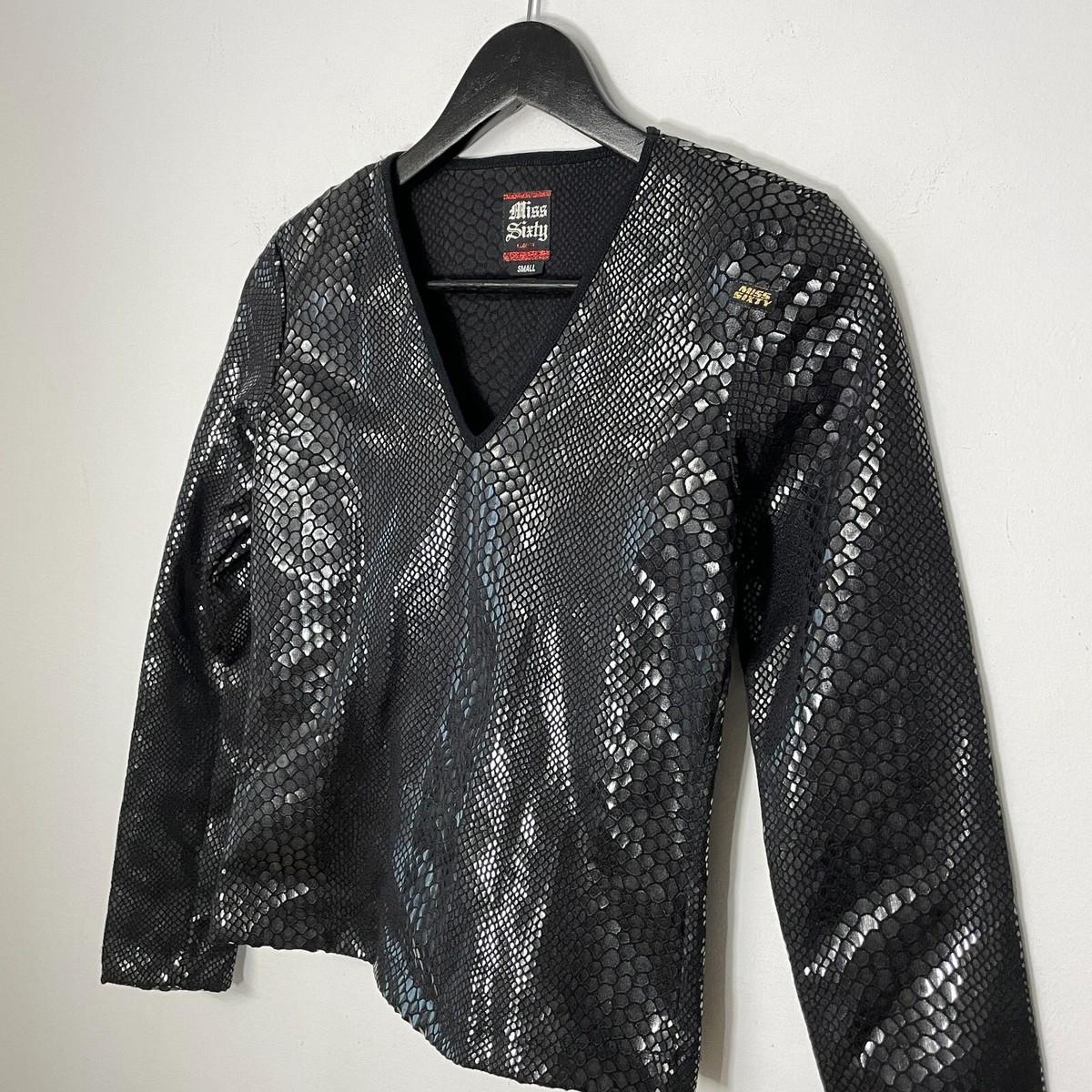 Vintage Y2K Miss Sixty Luxury Snake Skin Print Top Blouse Size S