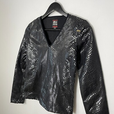 Vintage Y2K Miss Sixty Luxury Snake Skin Print Top Blouse Size S