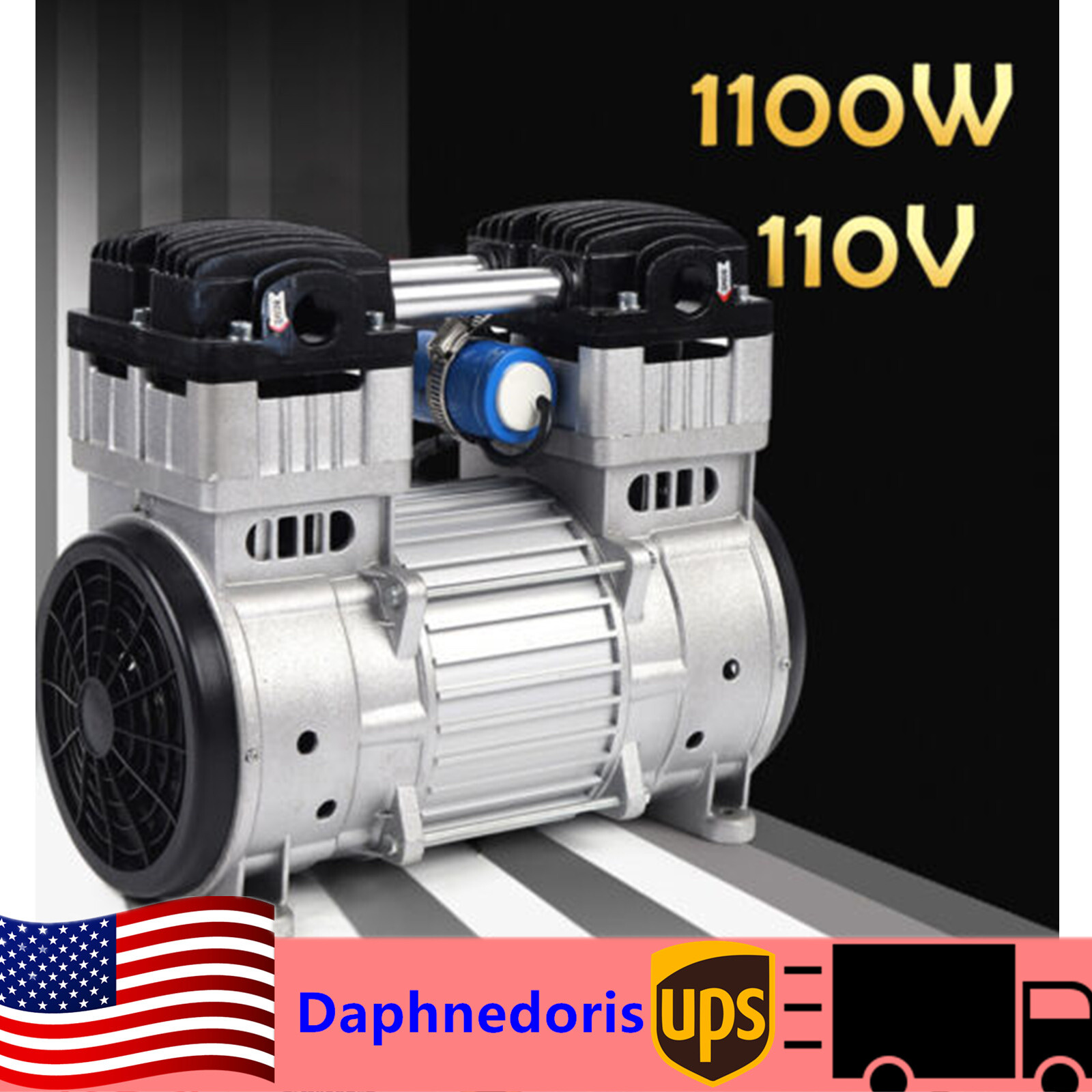 7CFM Oilless Vacuum Pump Industrial 1100W Air Compressor Oil-Free Piston Pump US