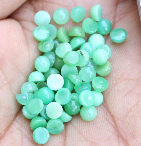 33.20 Ct NATURAL GREEN CHRYSOPRASE CABOCHON ROUND GEMSTONE 5.5 MM WHOLESALE LOT - Picture 2 of 4