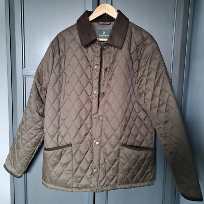 New Forest Clothing Men's Brown Dark Olive Quilted Jacket Size Small  UK