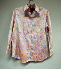 Chaps Classics No Iron Button Down Paisley Long Sleeve Shirt Size Small Cotton