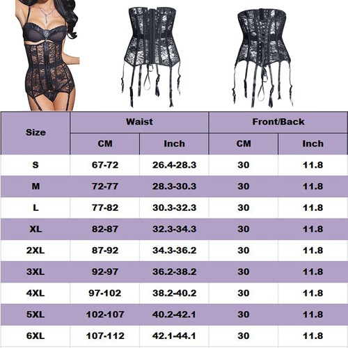 #Sexy Women goth Steel Boned Lace up Black Corset Bustier Long Torso Plus Size - Picture 43 of 53