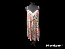 Vintage Olive Green Floral Babydoll Nightgown Silky Lingerie Nightie Chemise