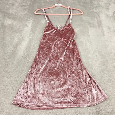 Lulus Crushed Velvet Mini Dress Womens XS Pink Cross Back Barbiecore Valentines